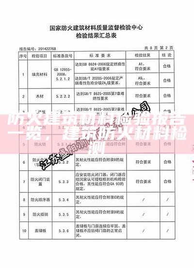 防火建筑材料检验报告一览，建筑防火材料检测