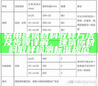 常用建筑材料取样方法及步骤详解，建筑原材料取样检测标准规范