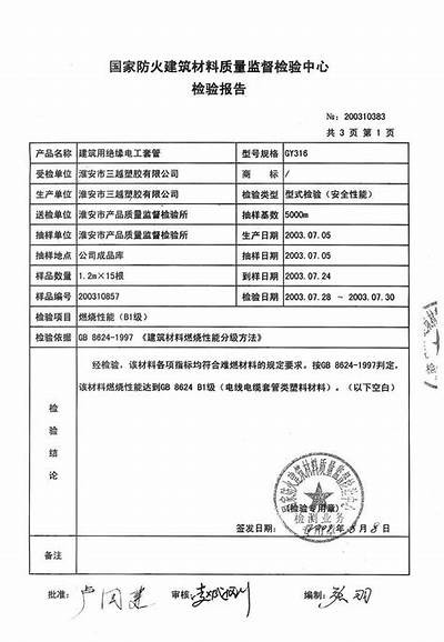 防火建筑材料检验报告分析，防火材料质检报告